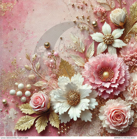 Romantic Vintage Rose 1 Printed Vinyl Sheet/Wrap