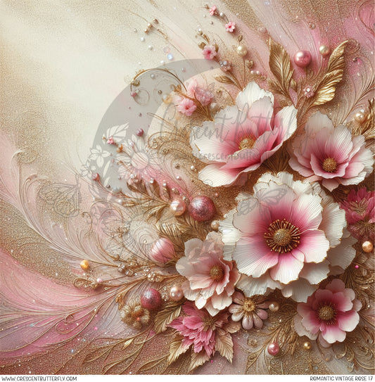 Romantic Vintage Rose 17 Printed Vinyl Sheet/Wrap