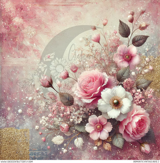 Romantic Vintage Rose 2 Printed Vinyl Sheet/Wrap