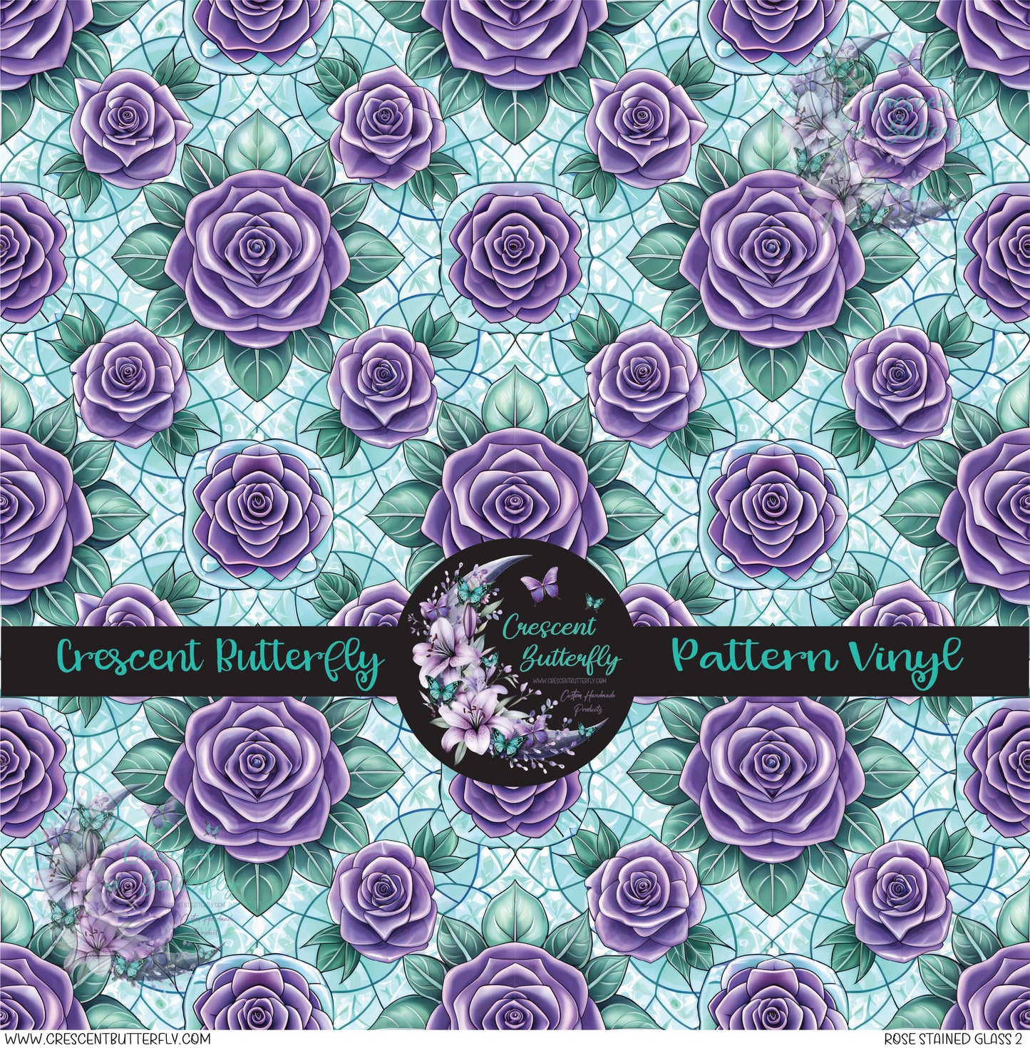 Rose Stained Glass 2 Printed Vinyl Sheet/Wrap