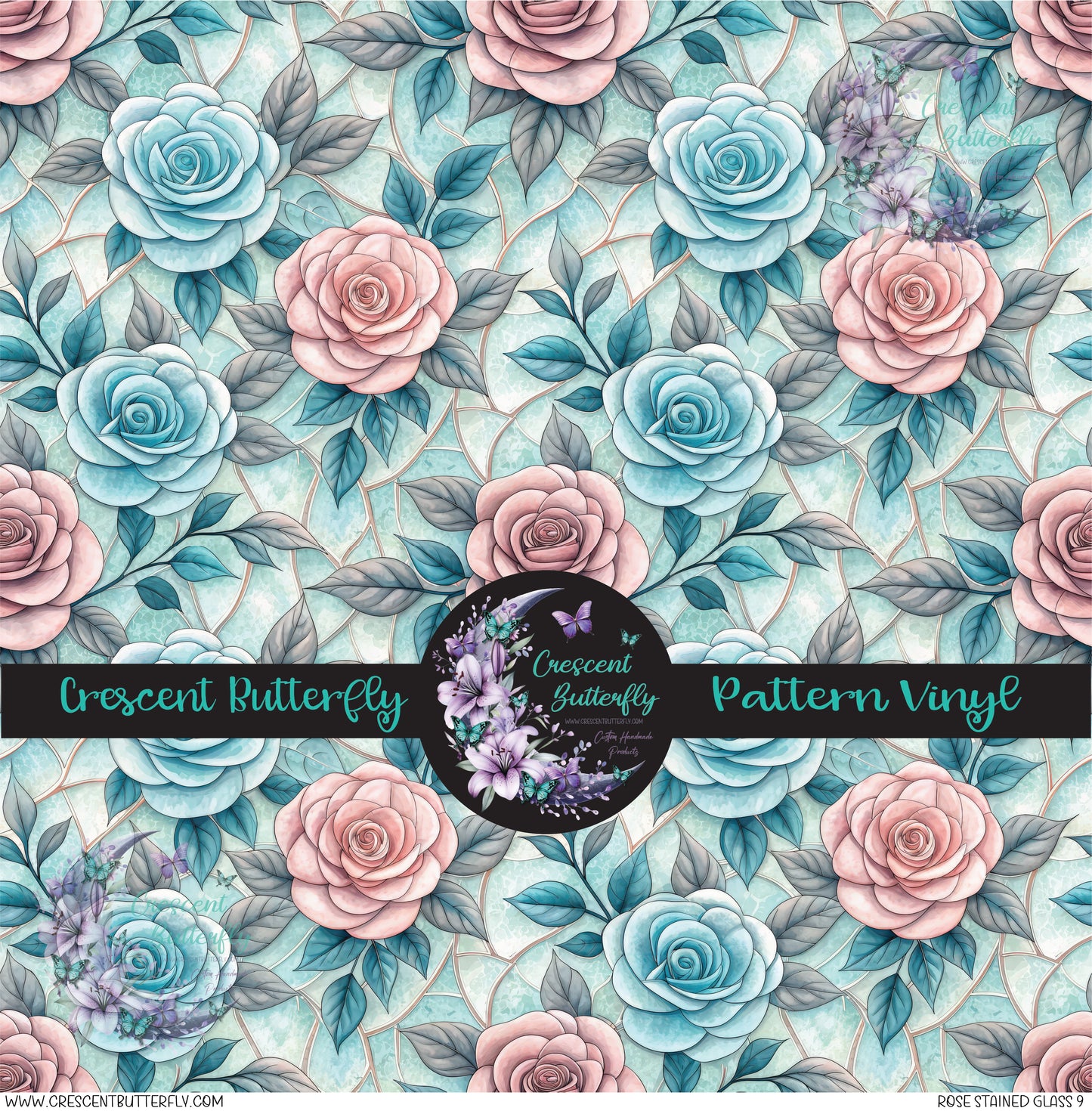 Rose Stained Glass 9 Printed Vinyl Sheet/Wrap