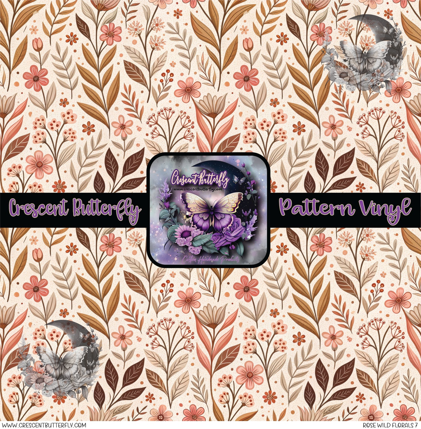 Rose Wild Florals 7 Printed Vinyl Sheet/Wrap