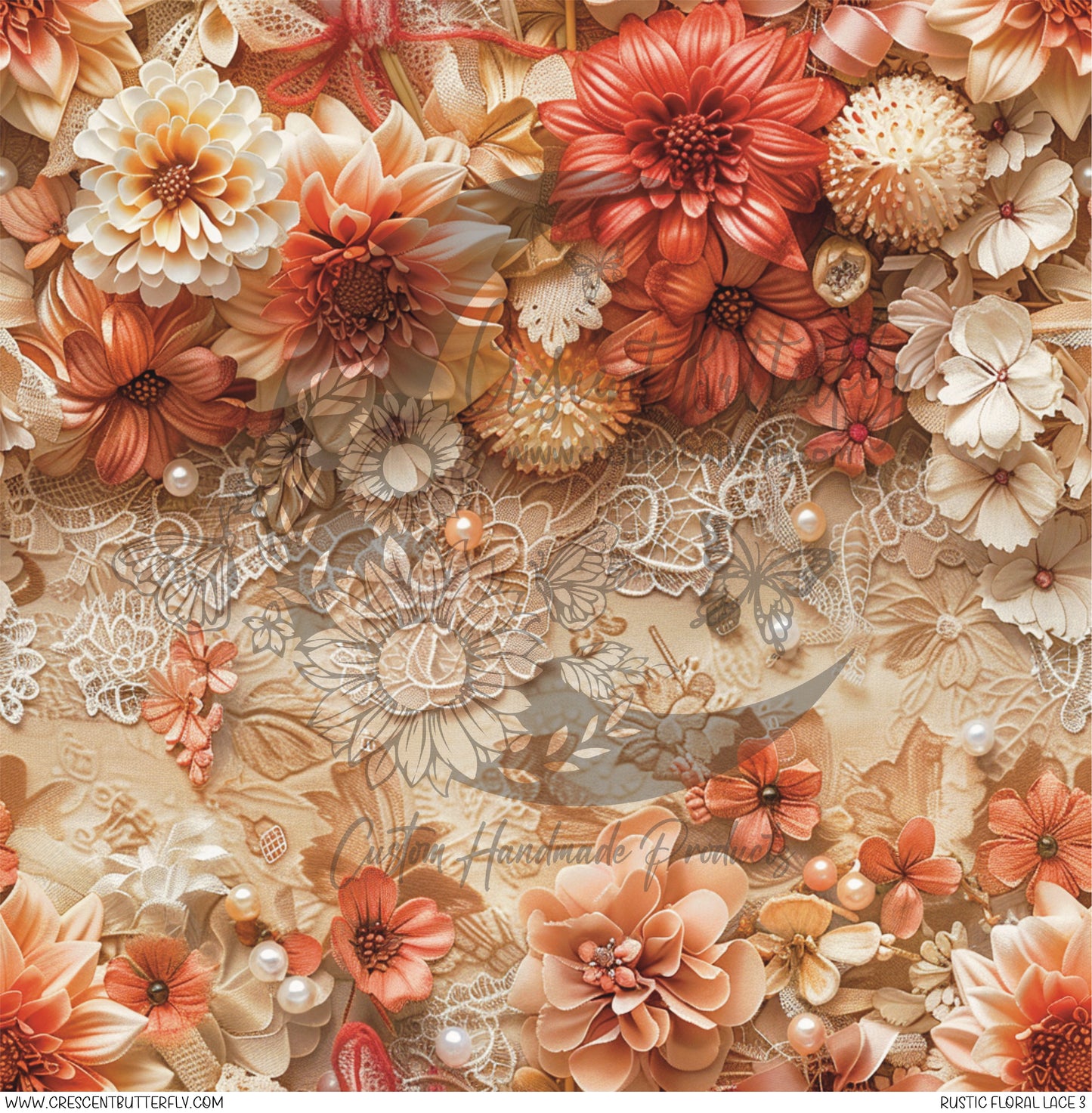 Rustic Floral Lace 3 Printed Vinyl Sheet/Wrap