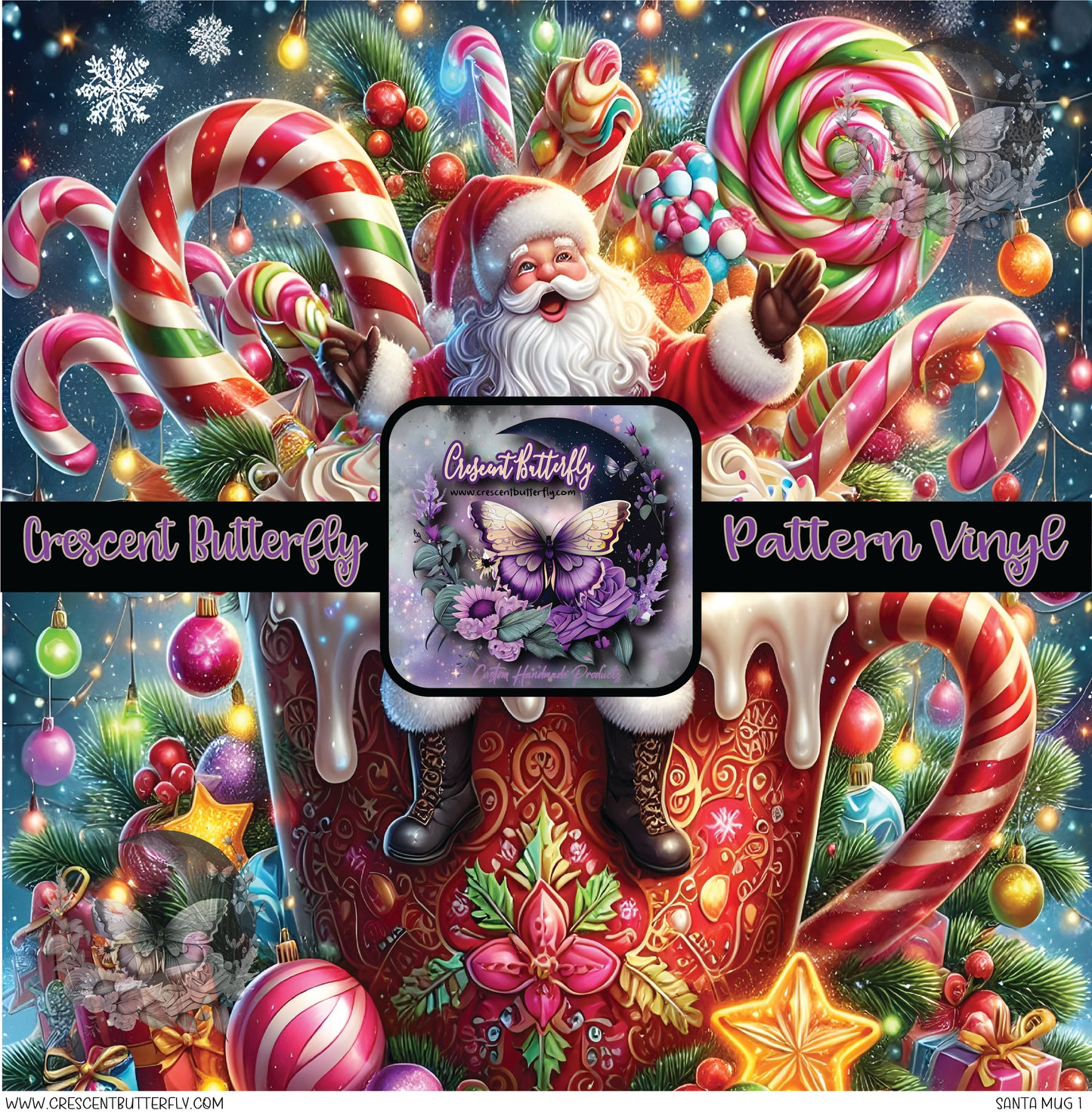 Santa Mug 1 Printed Vinyl Sheet/Wrap