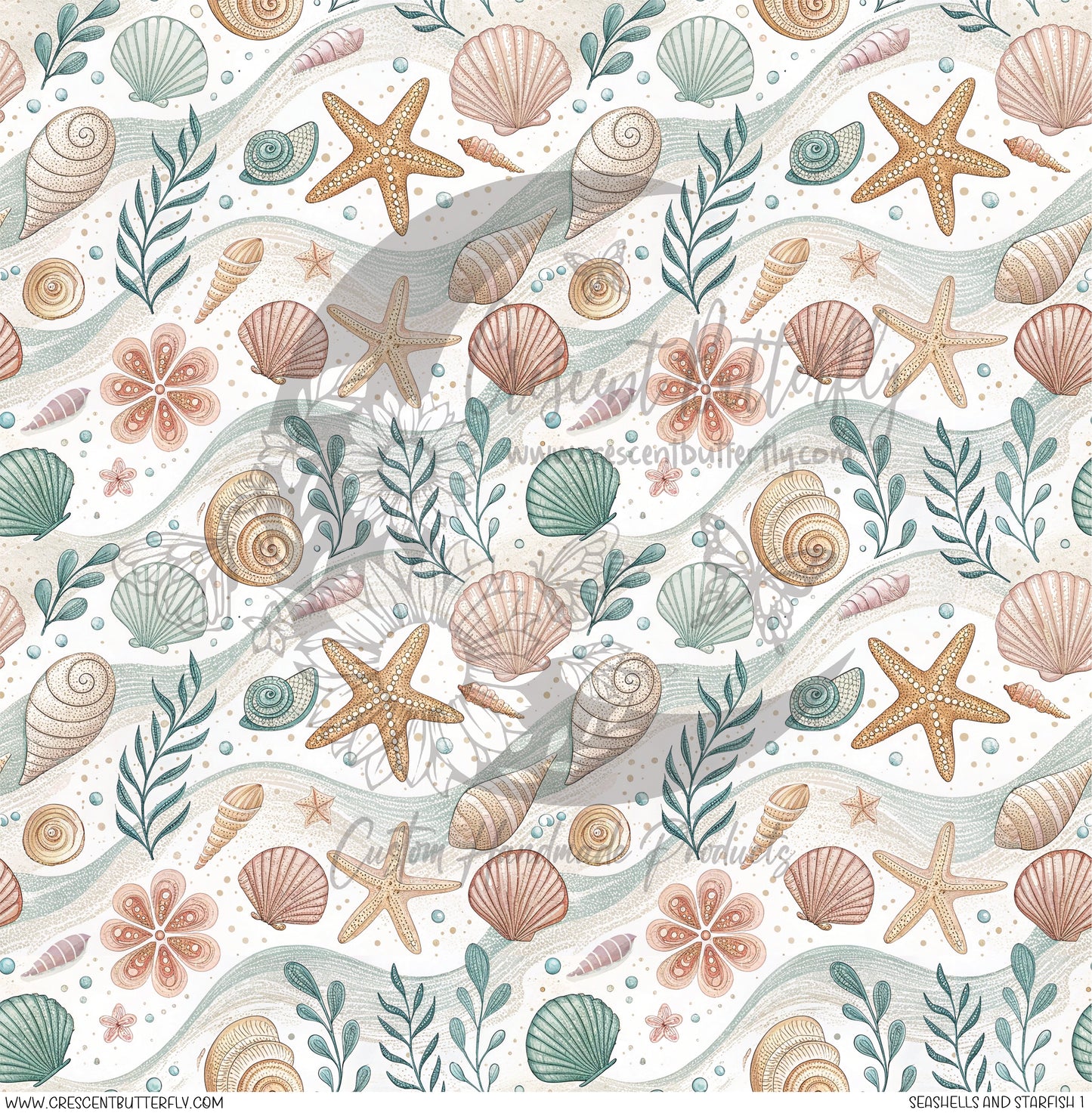 Seashells And Starfish 1 Printed Vinyl Sheet/Wrap
