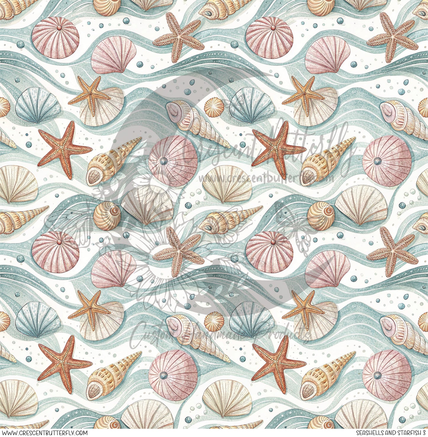 Seashells And Starfish 3 Printed Vinyl Sheet/Wrap