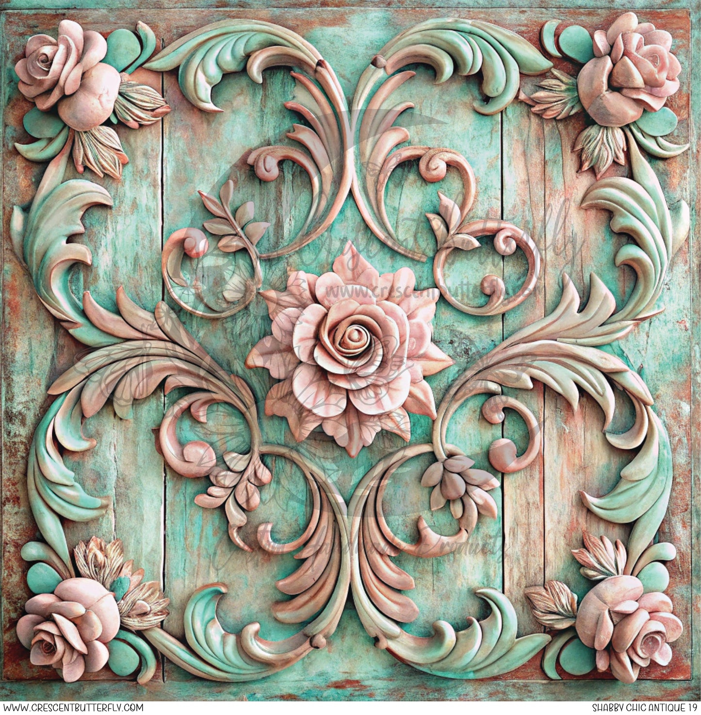 Shabby Chic Antique 19 Printed Vinyl Sheet/Wrap