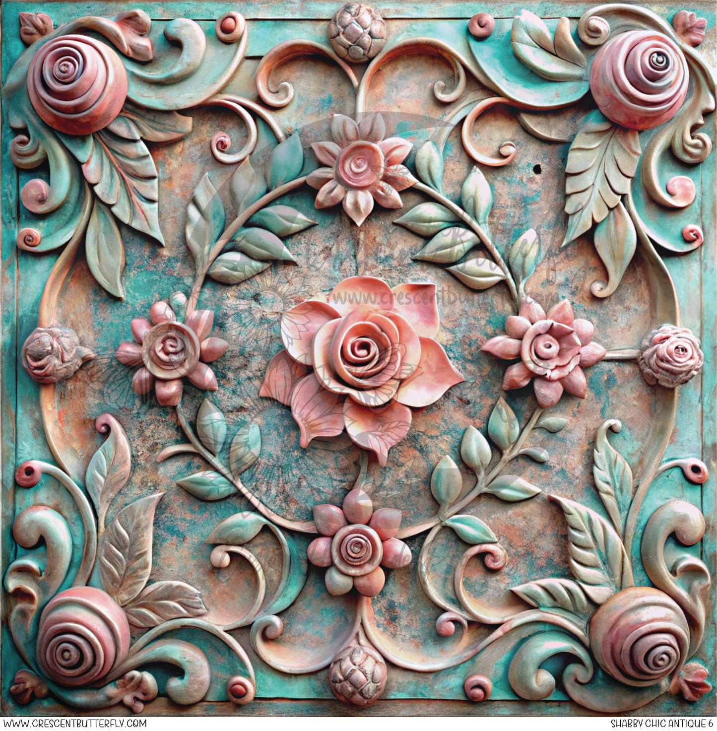 Shabby Chic Antique 6 Printed Vinyl Sheet/Wrap