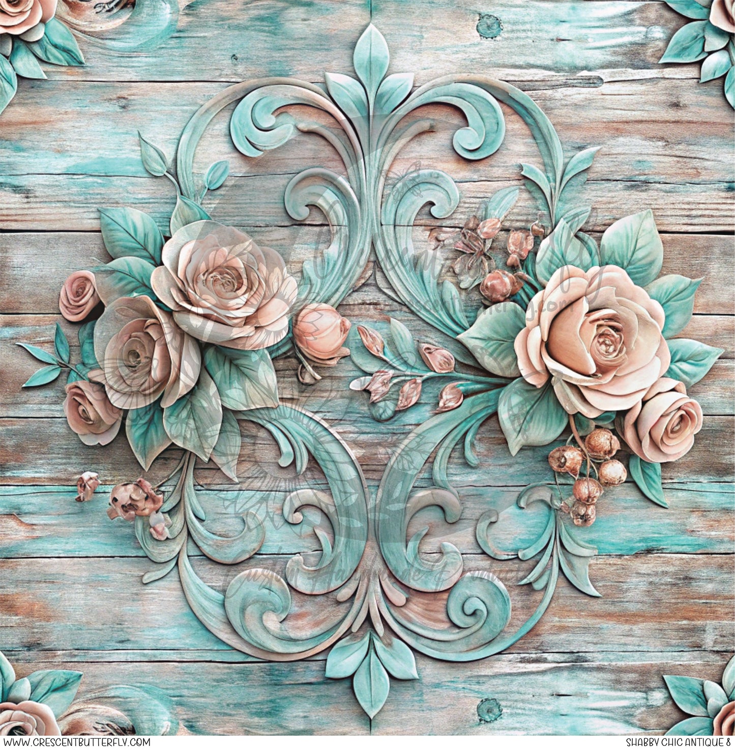 Shabby Chic Antique 8 Printed Vinyl Sheet/Wrap