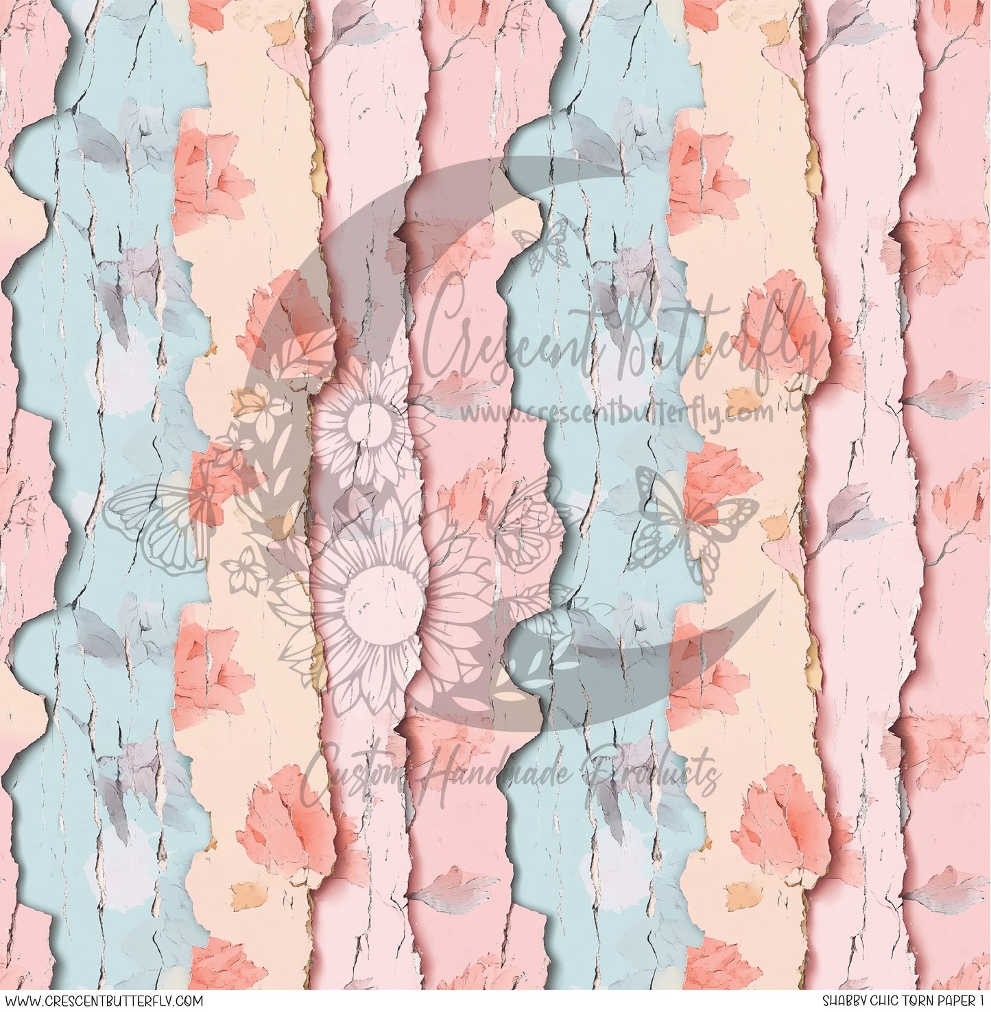 Shabby Chic Torn Paper 1 Printed Vinyl Sheet/Wrap