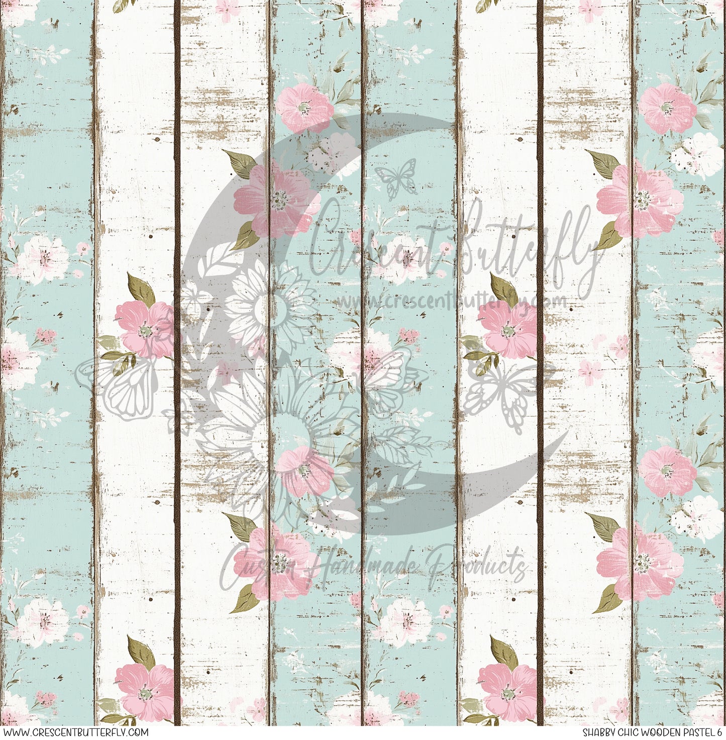 Shabby Chic Wooden Pastel 6 Printed Vinyl Sheet/Wrap