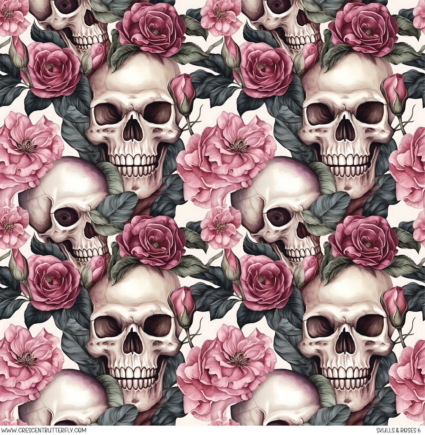 Skulls and Roses 6 Printed Vinyl Sheet/Wrap