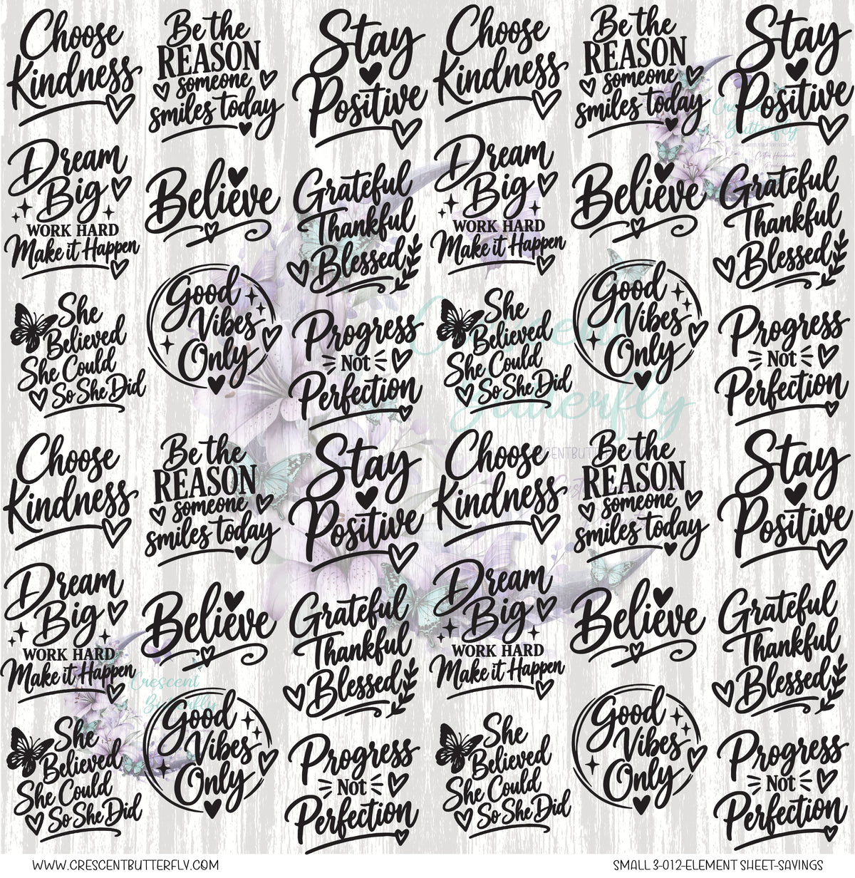 Small 3-012-Element Sheet-Sayings UV DTF