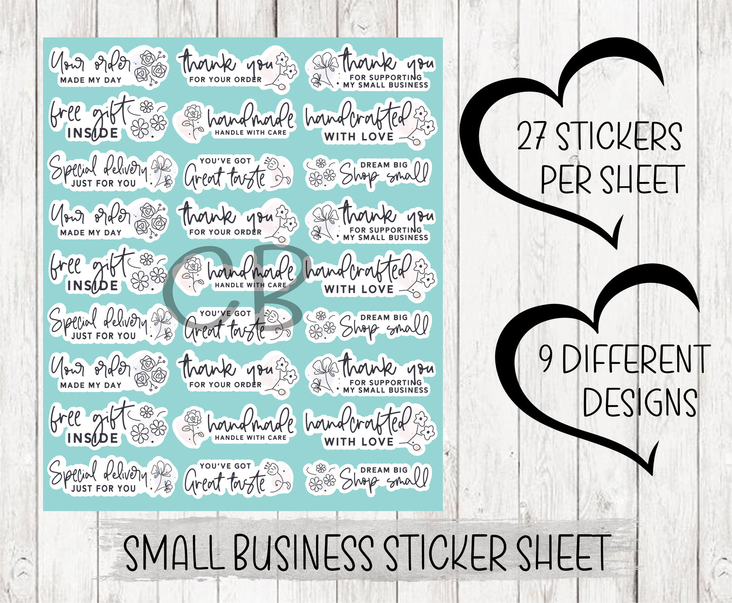 Small Business Multi Sticker Set Simple Vinyl Sticker Sheet