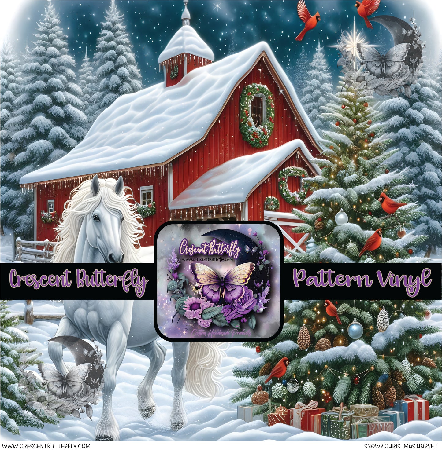 Snowy Christmas Horse 1 Printed Vinyl Sheet/Wrap