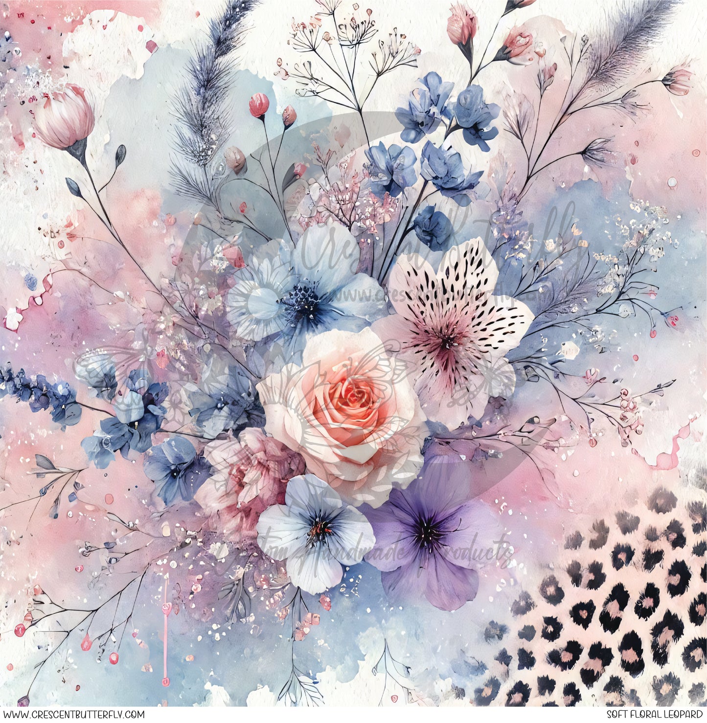 Soft Floral Leopard Printed Vinyl Sheet/Wrap