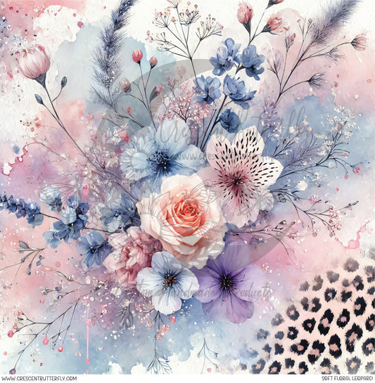 Soft Floral Leopard Printed Vinyl Sheet/Wrap
