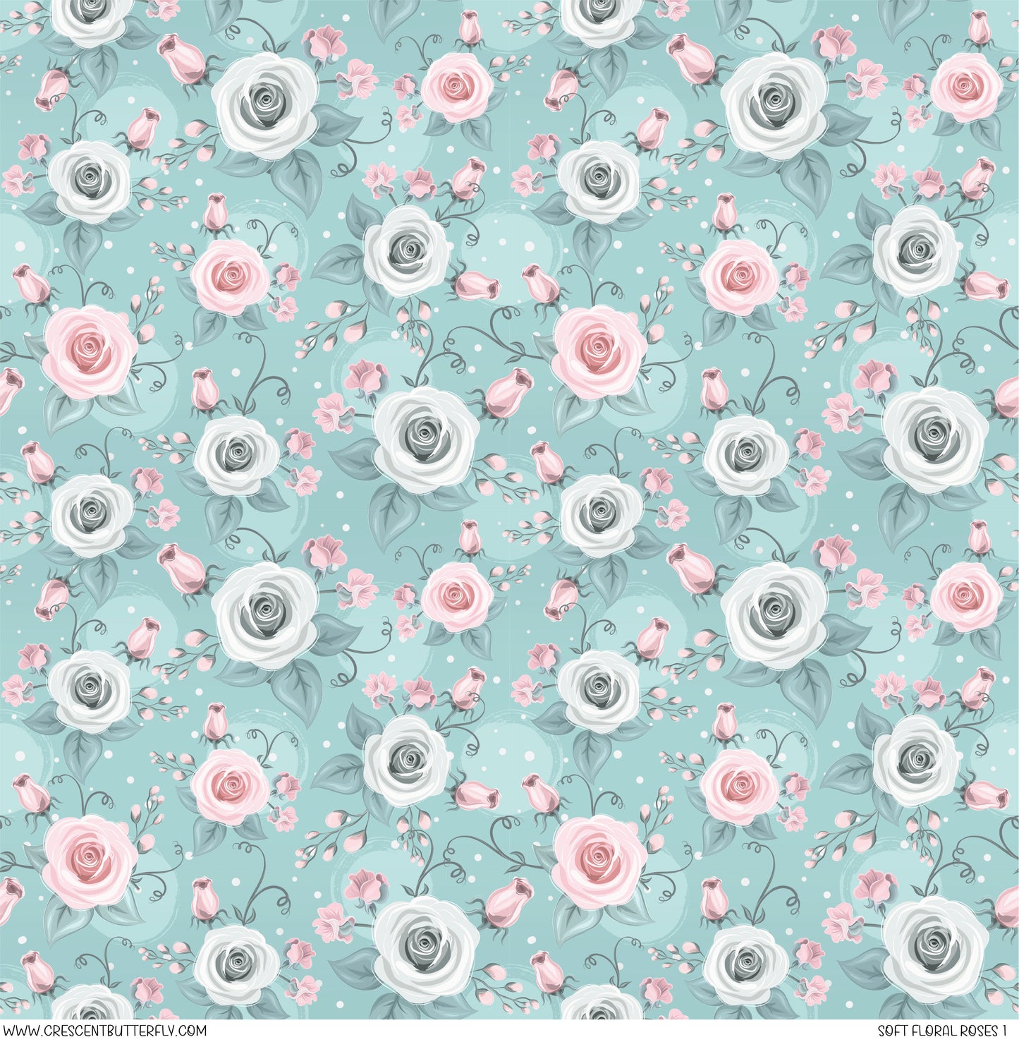 Soft Floral Roses 1 Printed Vinyl Sheet/Wrap