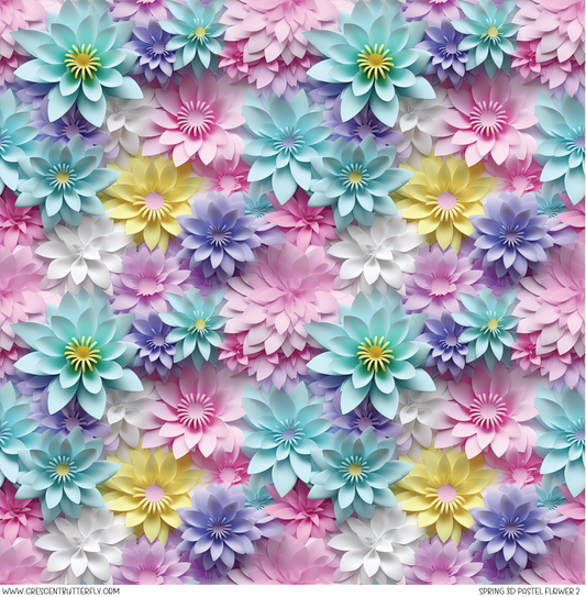 Spring 3D Pastel Flower 2 Printed Vinyl Sheet/Wrap