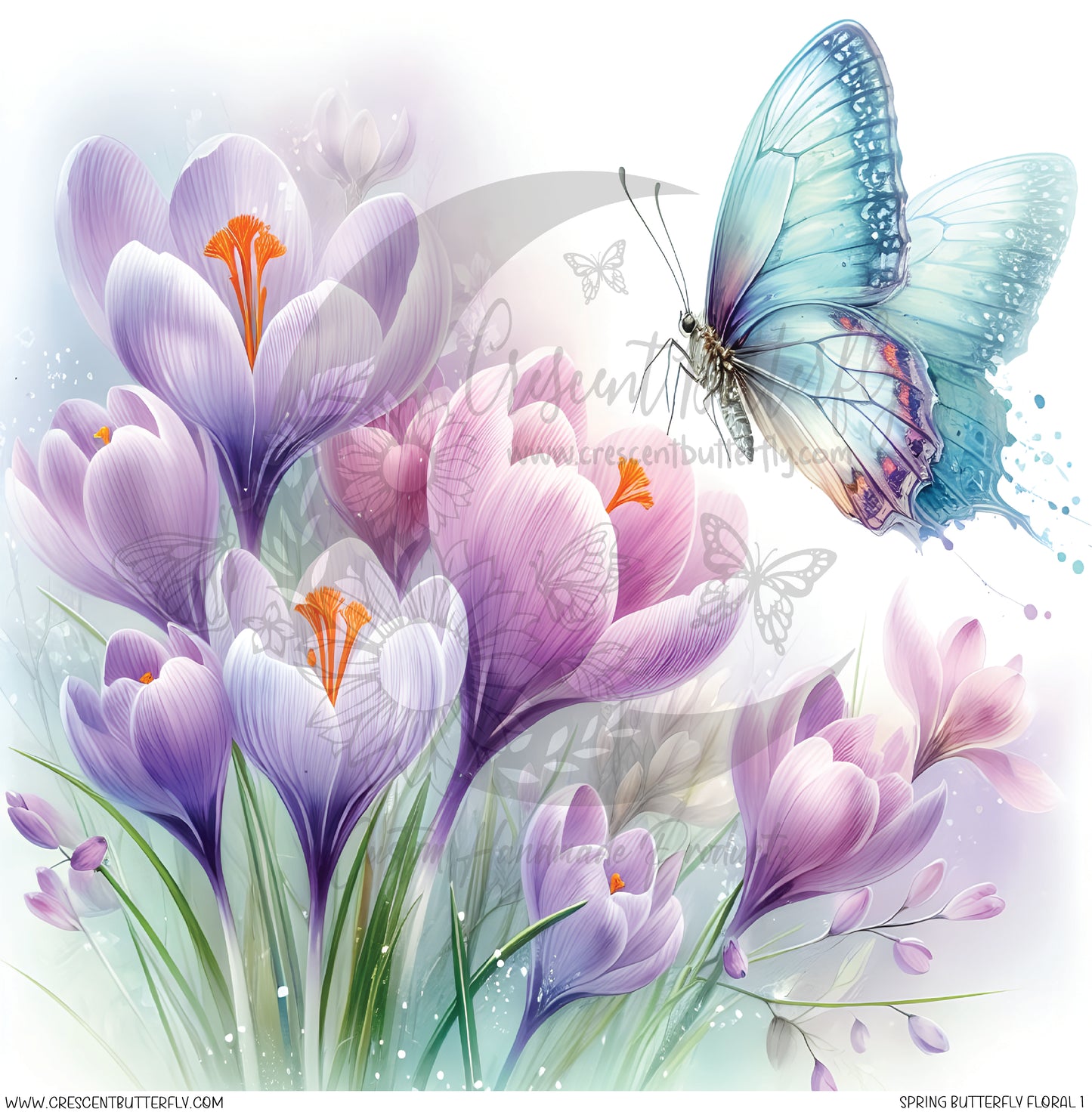 Spring Butterfly Floral 1 Printed Vinyl Sheet/Wrap
