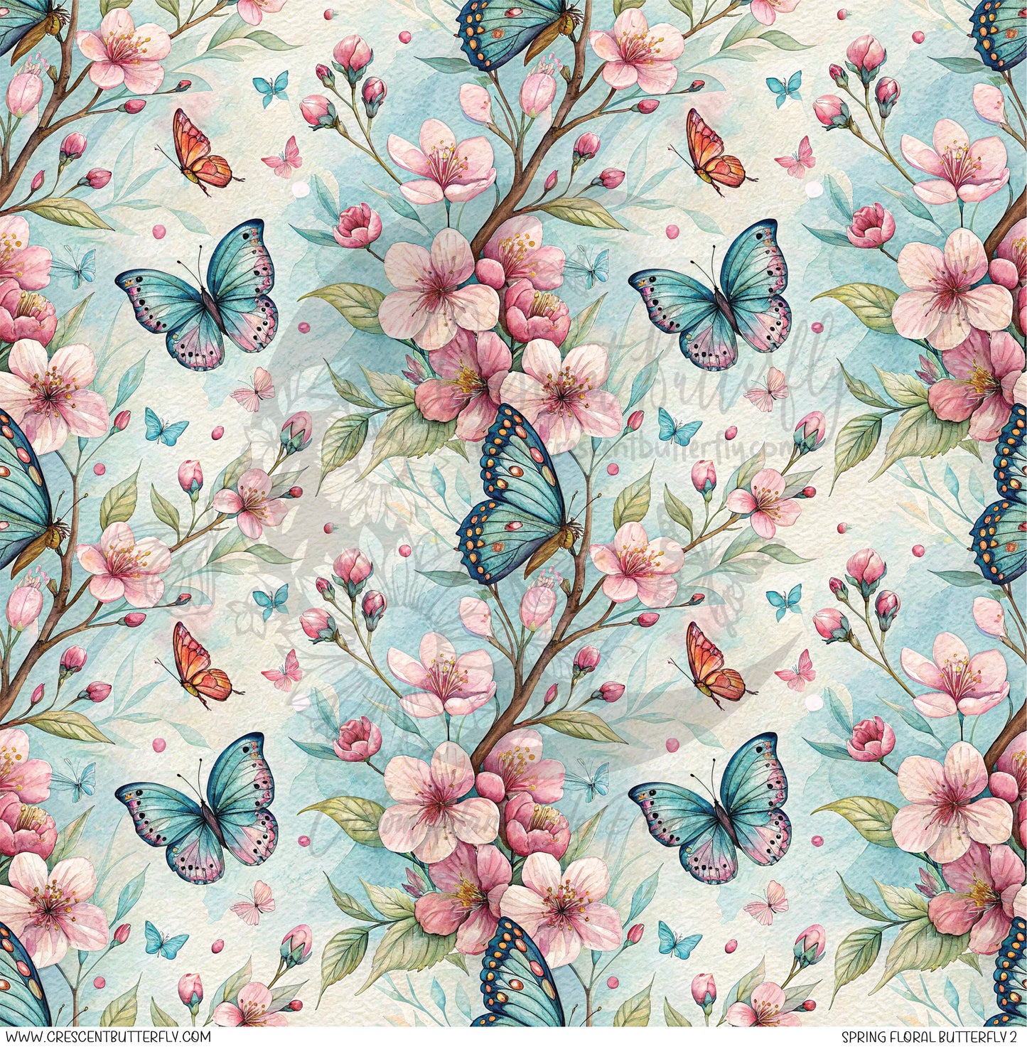 Spring Floral Butterfly 2 Printed Vinyl Sheet/Wrap