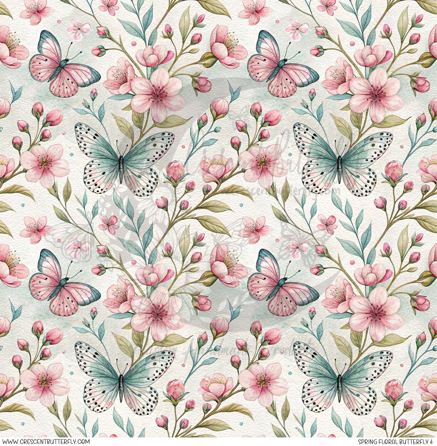 Spring Floral Butterfly 4 Printed Vinyl Sheet/Wrap