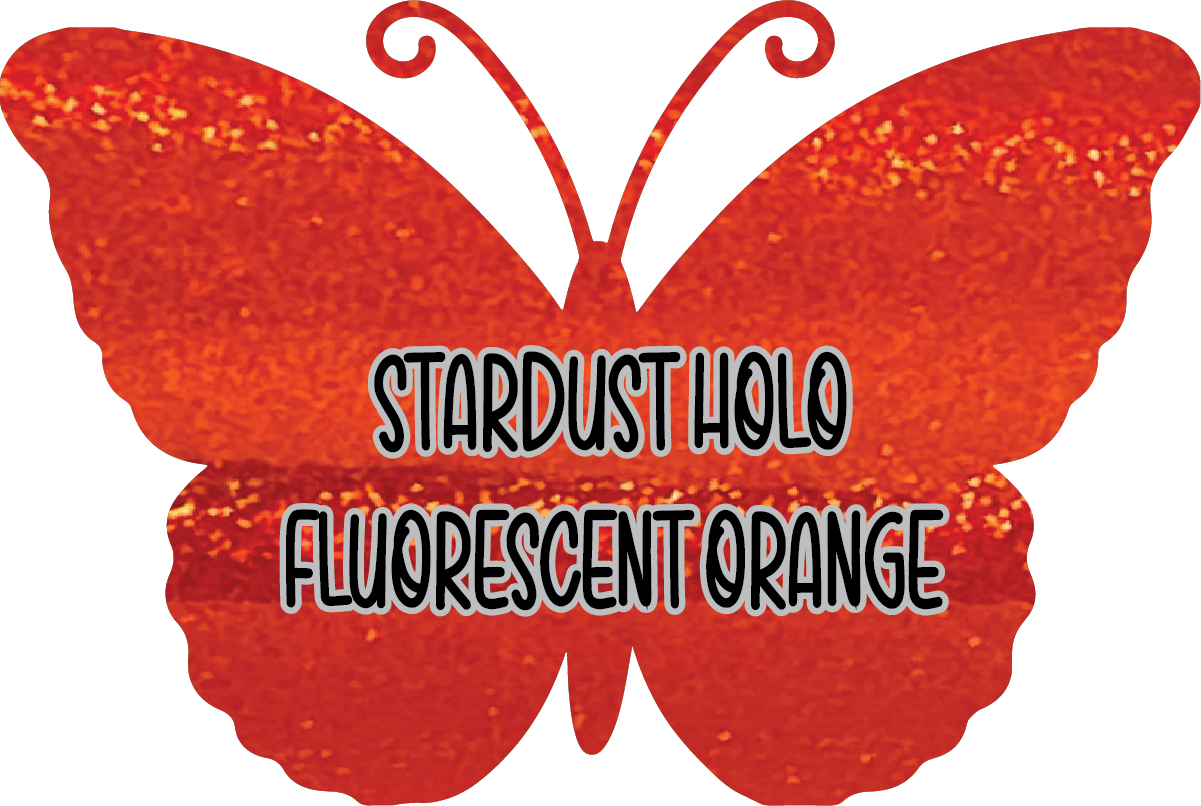 Stardust Holographic Fluorescent Orange Pre-Cut Pinstripe Vinyl Sheet