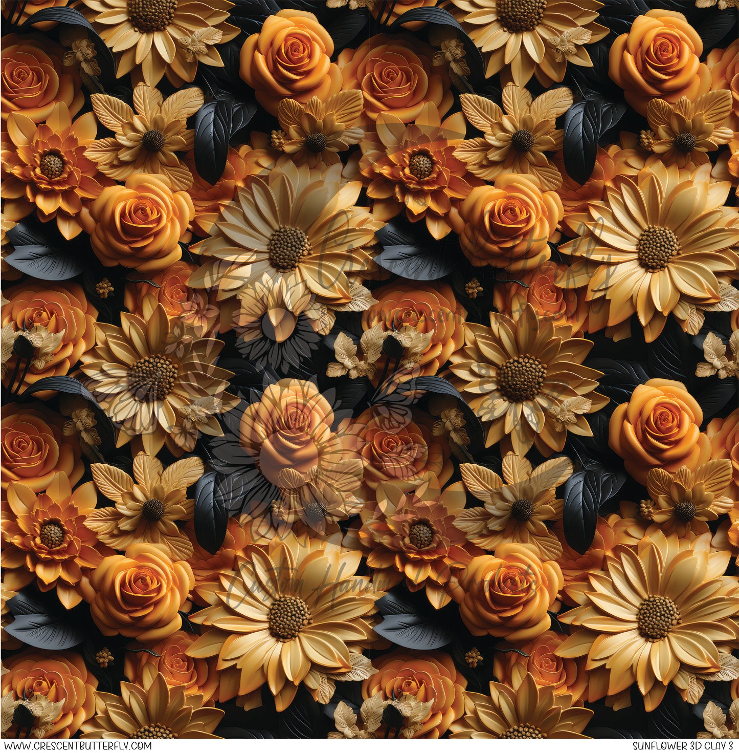 Sunflower 3D Clay 3 Printed Vinyl Sheet/Wrap