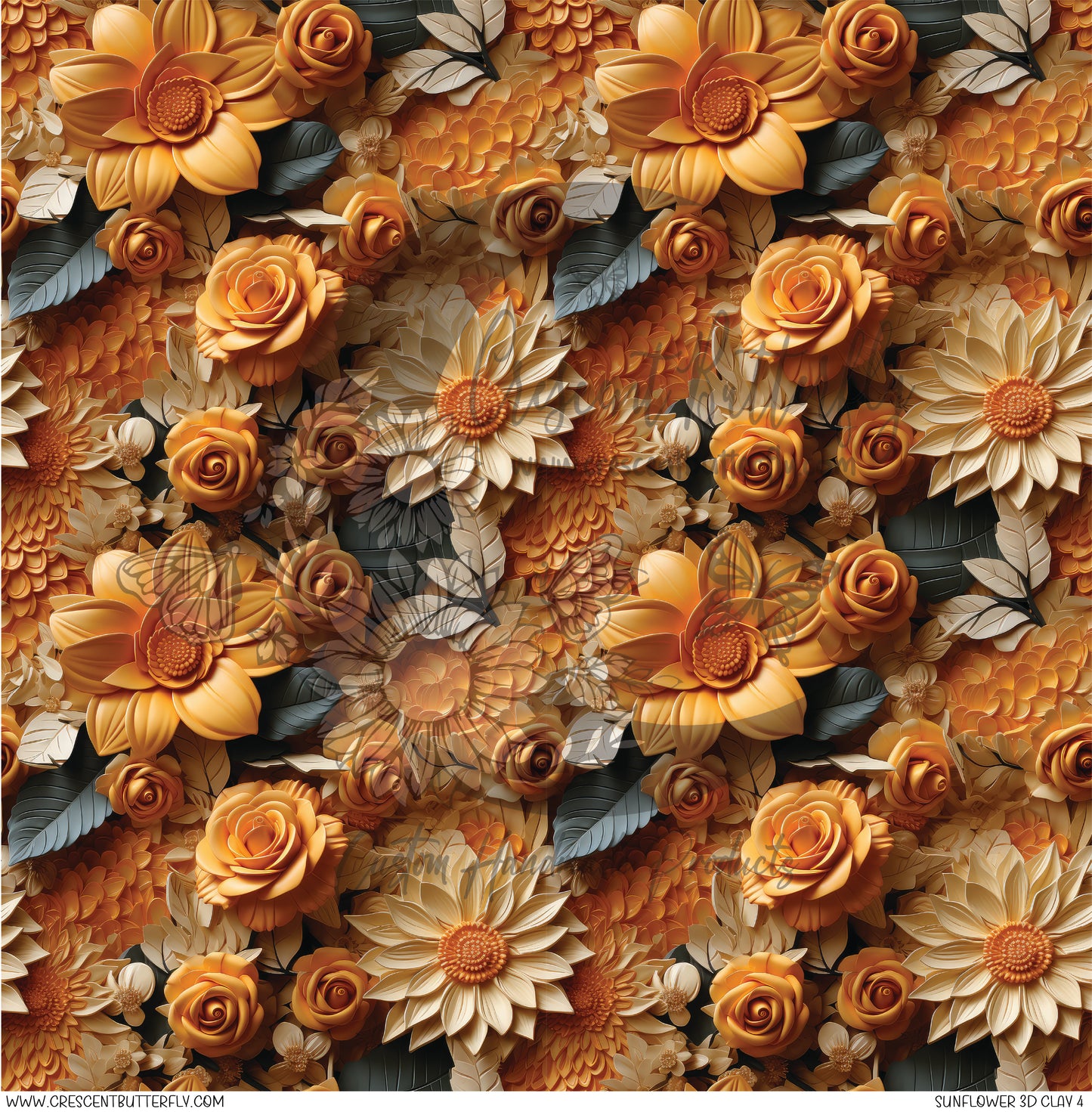Sunflower 3D Clay 4 Printed Vinyl Sheet/Wrap