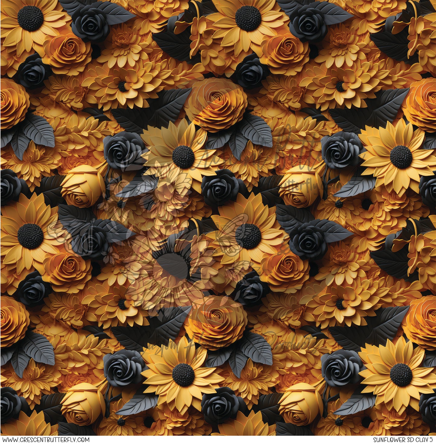 Sunflower 3D Clay 5 Printed Vinyl Sheet/Wrap