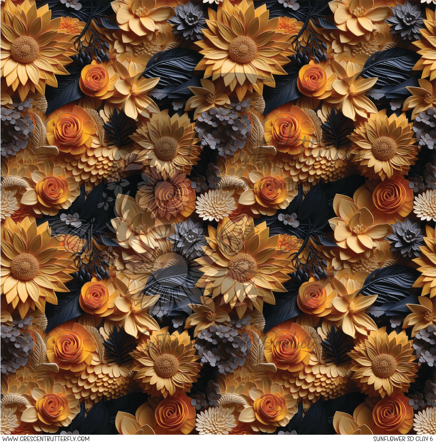 Sunflower 3D Clay 6 Printed Vinyl Sheet/Wrap