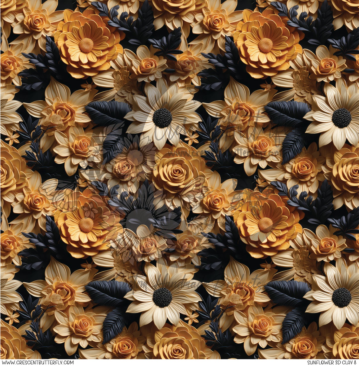 Sunflower 3D Clay 8 Printed Vinyl Sheet/Wrap