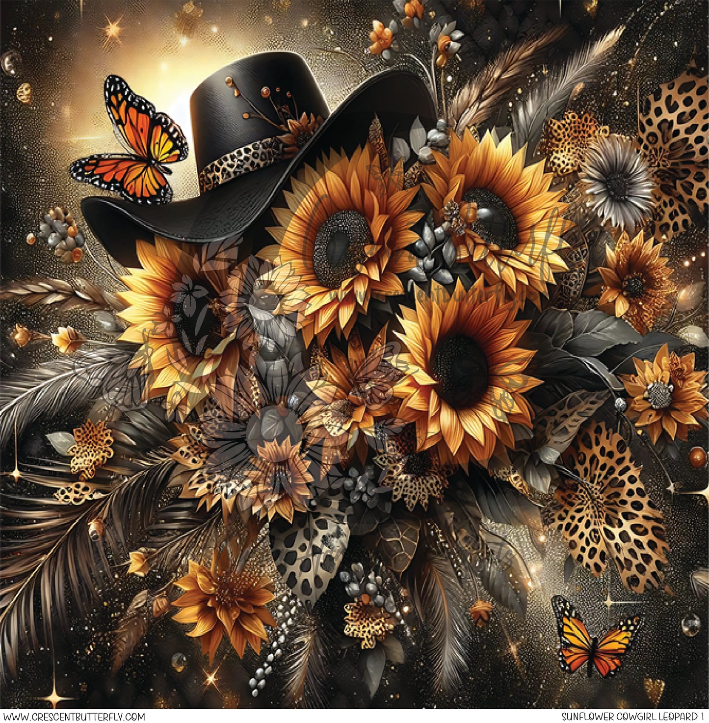 Sunflower Cowgirl Leopard 1 Printed Vinyl Sheet/Wrap