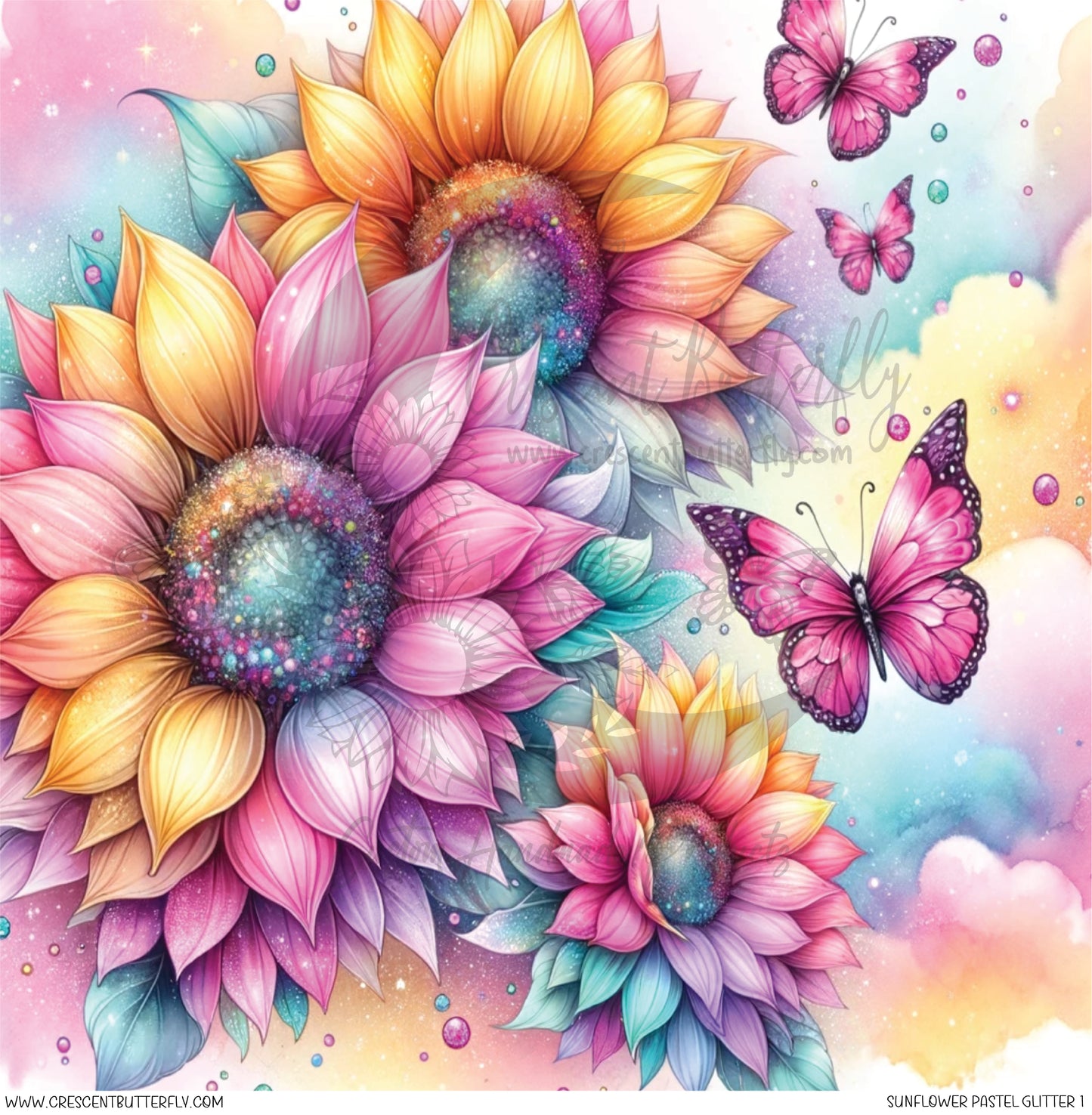 Sunflower Pastel Glitter 1 Printed Vinyl Sheet/Wrap