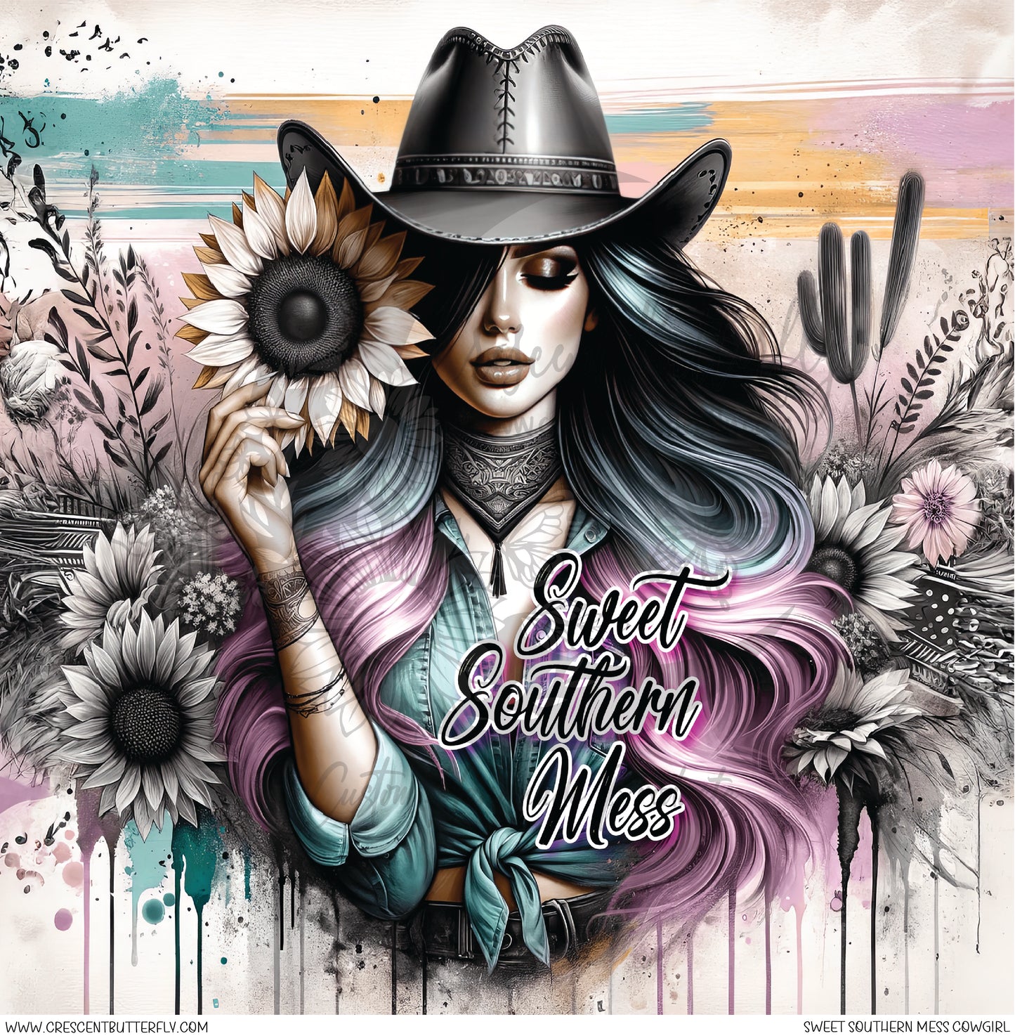 Sweet Southern Mess Cowgirl Printed Vinyl Sheet/Wrap