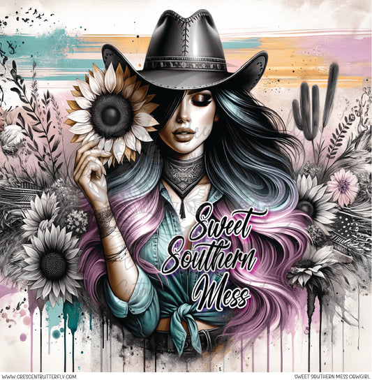 Sweet Southern Mess Cowgirl Printed Vinyl Sheet/Wrap