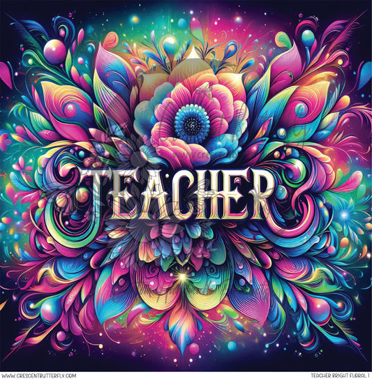 Teacher Bright Floral 1 Printed Vinyl Sheet/Wrap