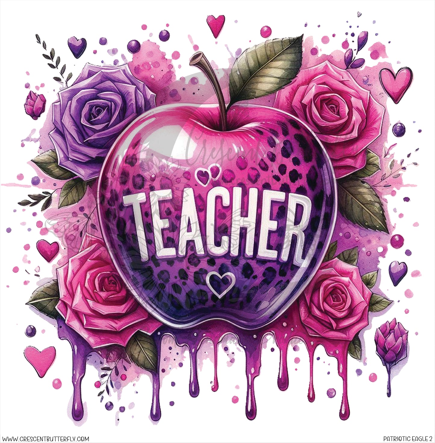 Teacher Leopard Apple Printed Vinyl Sheet/Wrap