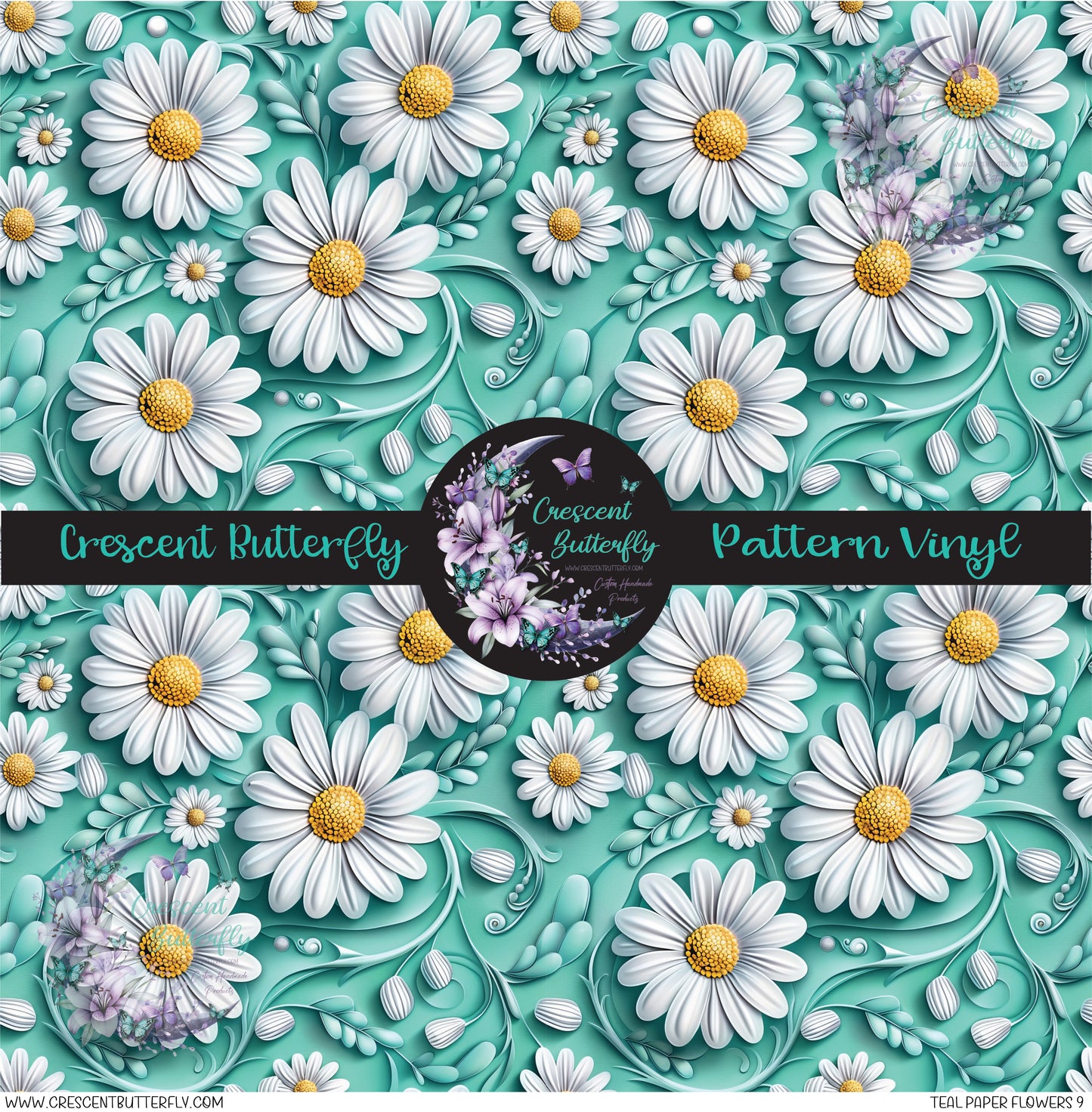 Teal Paper Flowers 9 Printed Vinyl Sheet/Wrap
