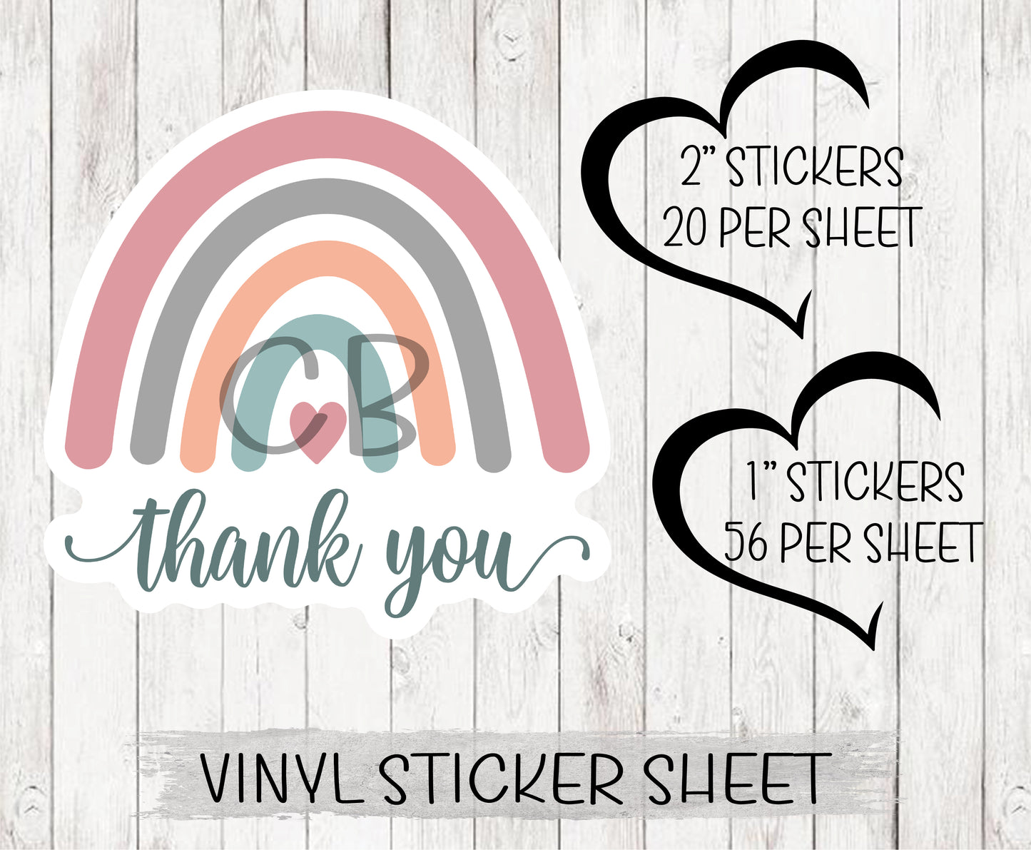 Thank You Rainbow Vinyl Sticker Sheet