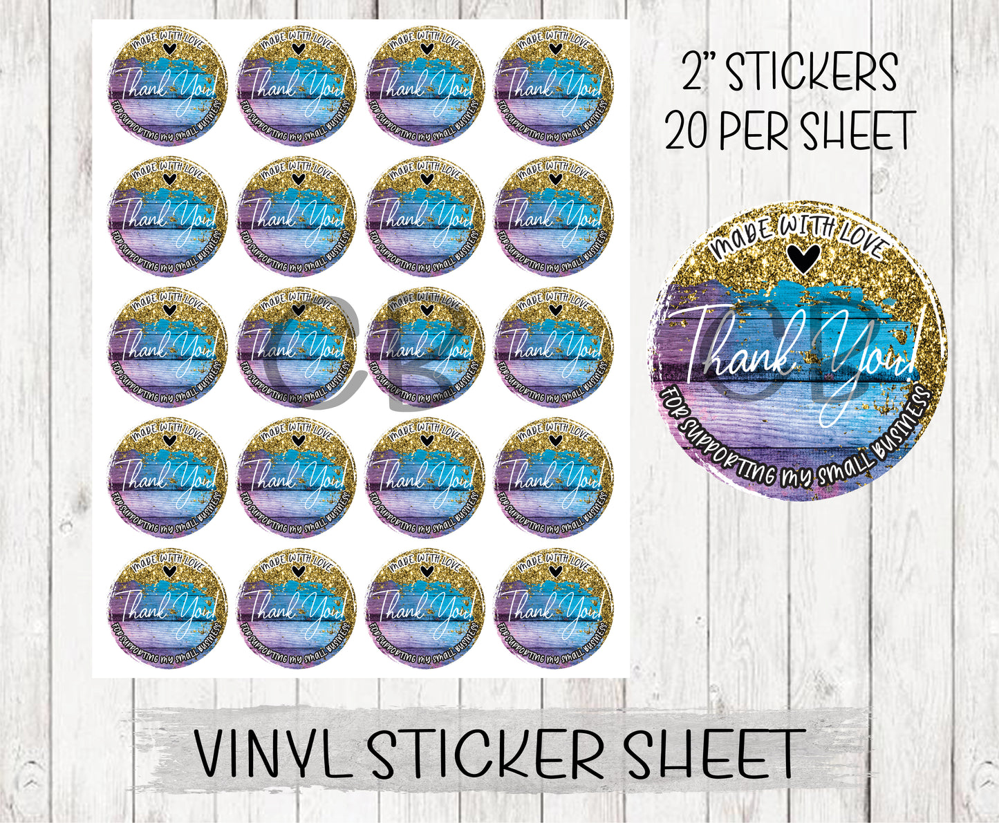 Thank You for Supporting Small 1 Vinyl Sticker Sheet