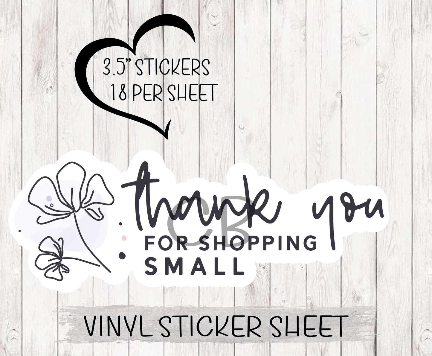 Thank You For Shopping Small Simple Vinyl Sticker Sheet