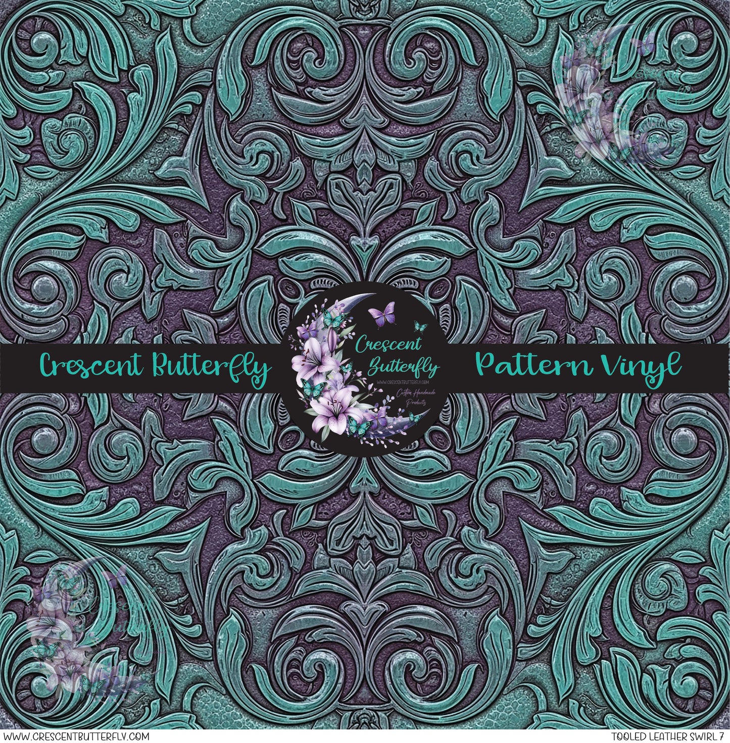 Tooled Leather Swirl 7 Printed Vinyl Sheet/Wrap