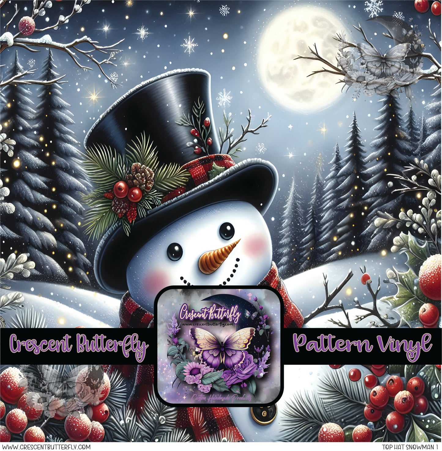 Top Hat Snowman 1 Printed Vinyl Sheet/Wrap