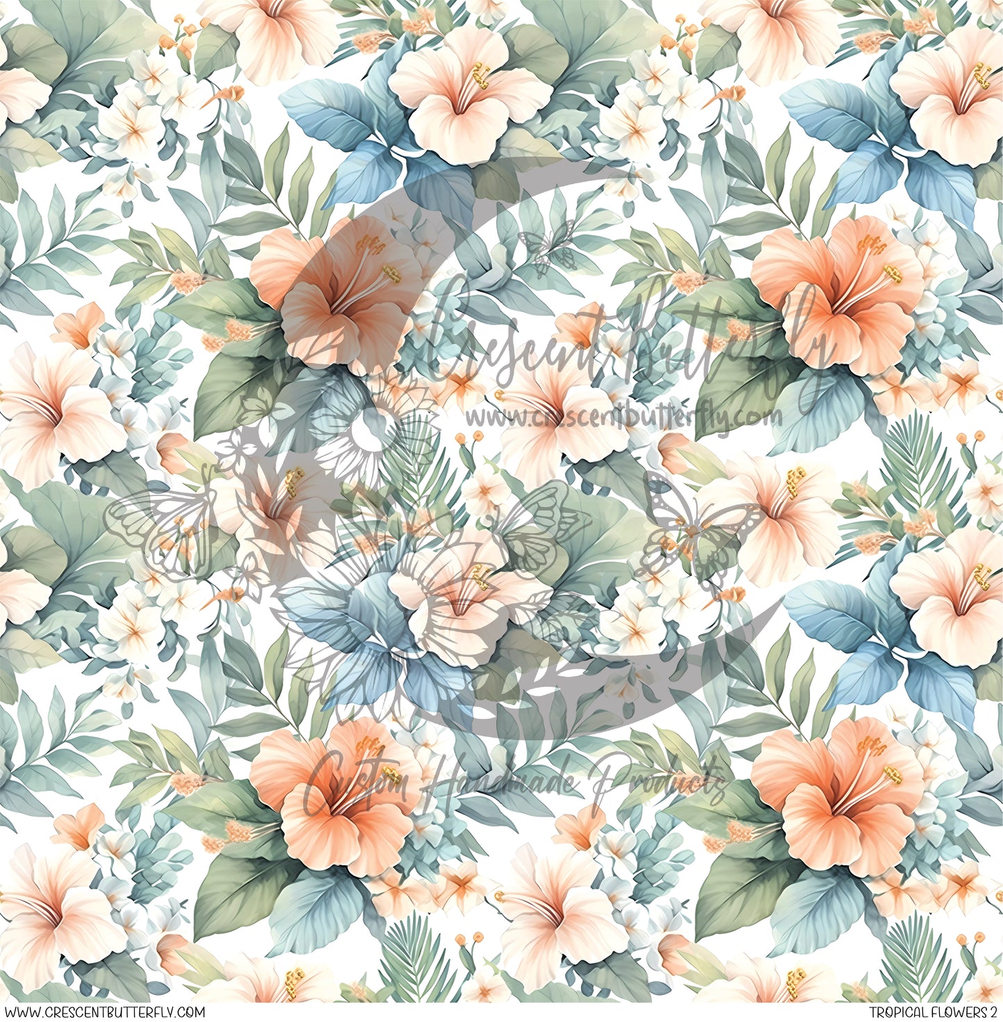 Tropical Flowers 2 Printed Vinyl Sheet/Wrap