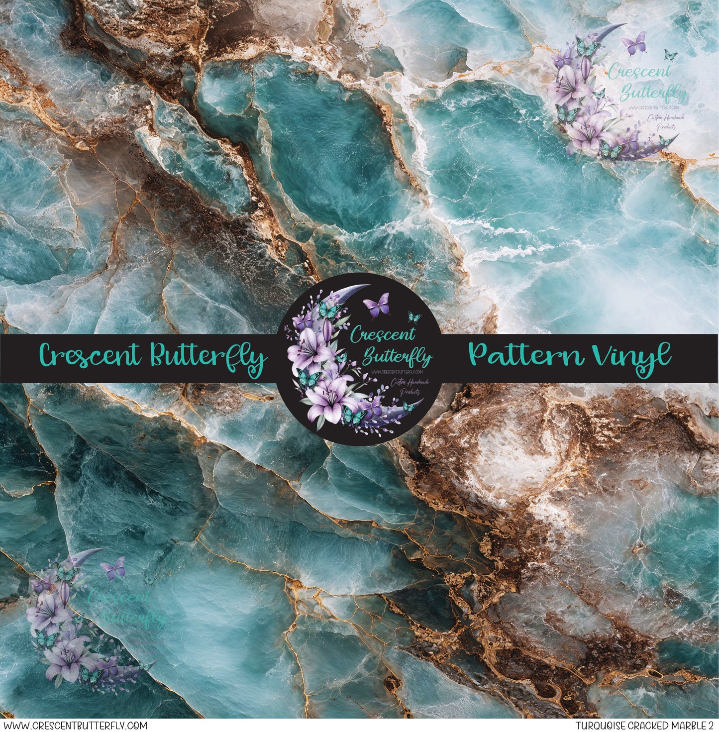 Turquoise Cracked Marble 2 Printed Vinyl Sheet/Wrap