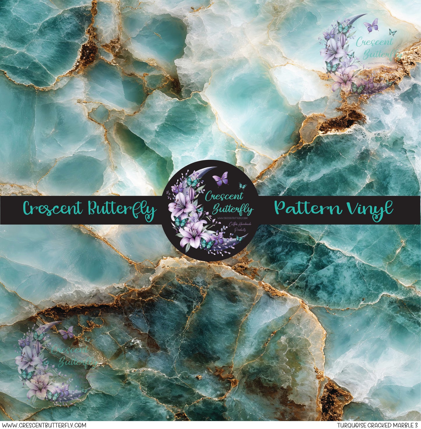 Turquoise Cracked Marble 3 Printed Vinyl Sheet/Wrap
