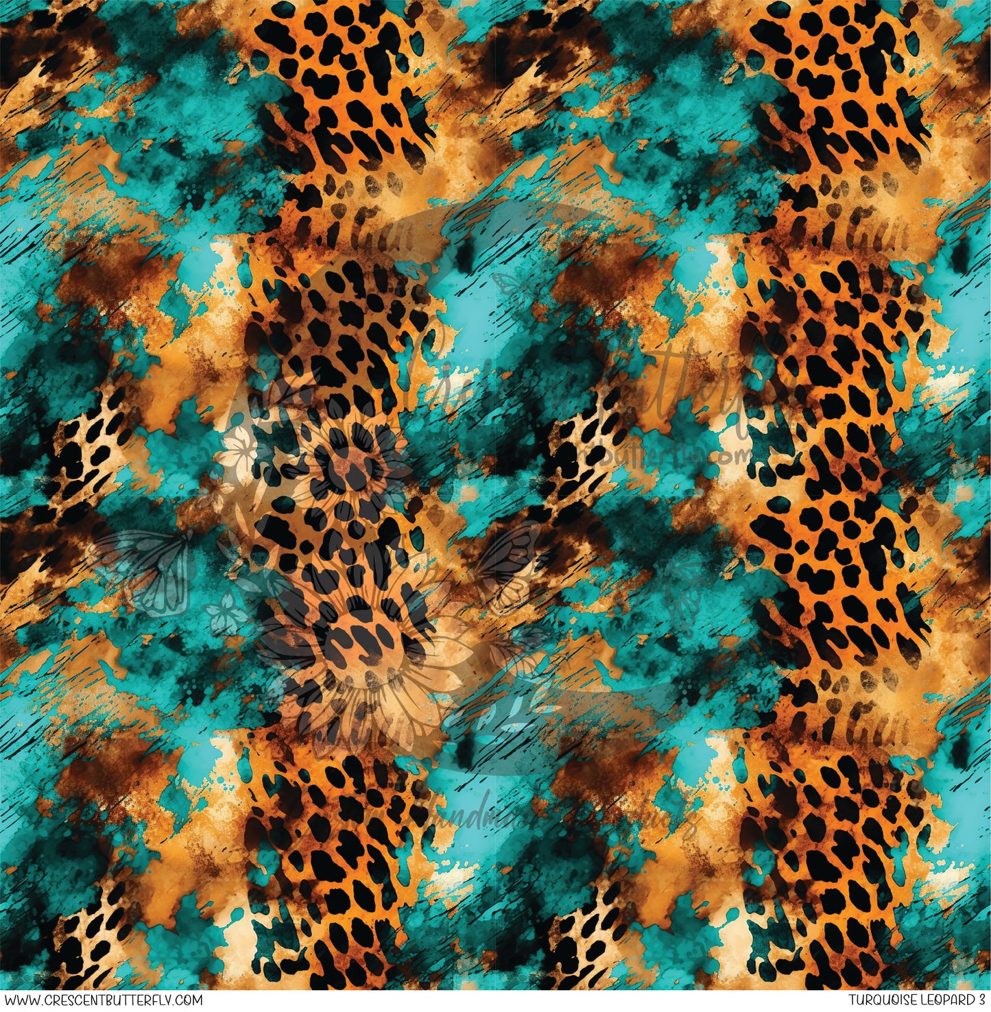 Turquoise Leopard 3 Printed Vinyl Sheet/Wrap