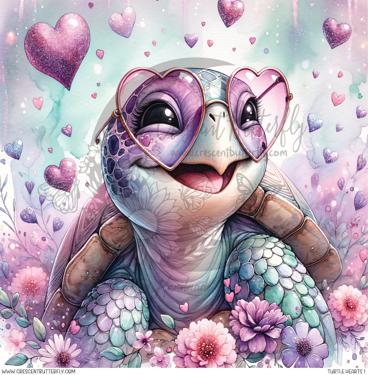 Turtle Hearts Printed Vinyl Sheet/Wrap