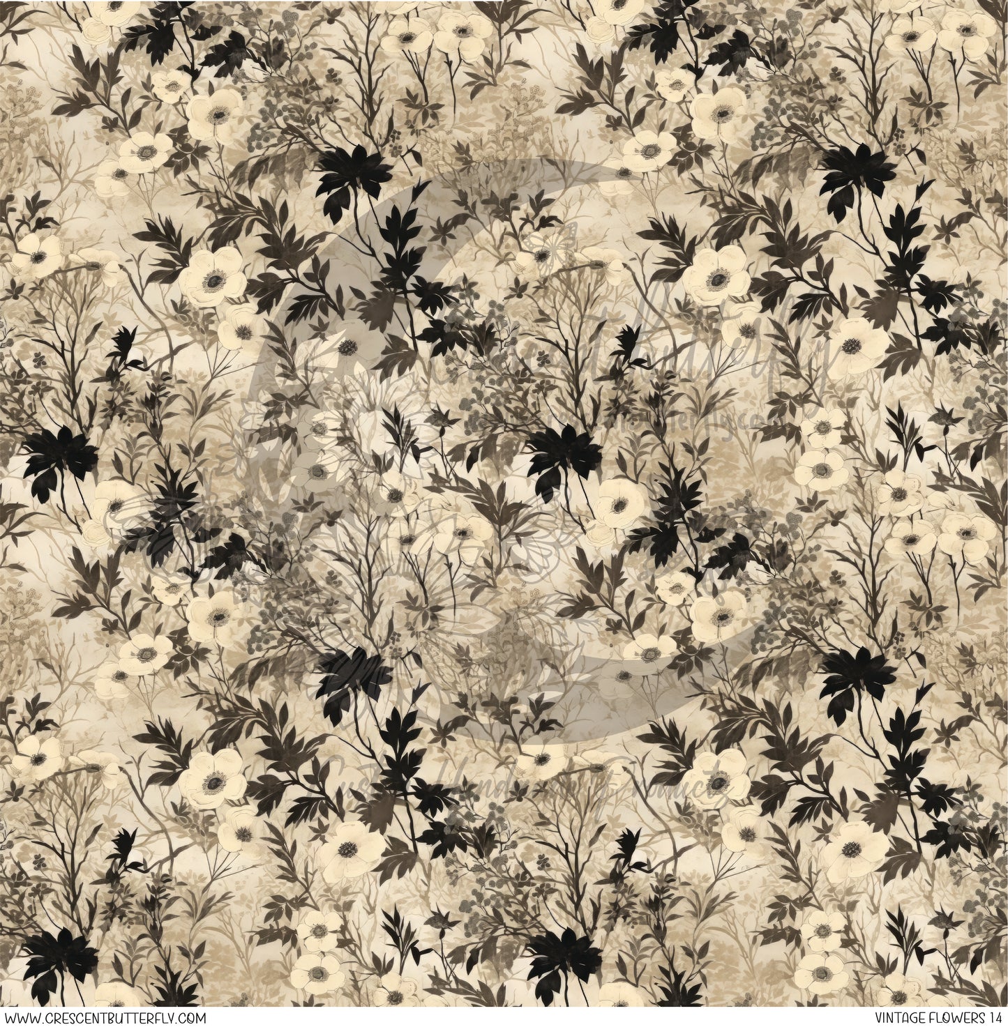 Vintage Flowers 14 Printed Vinyl Sheet/Wrap
